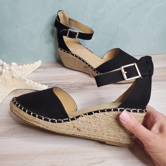 Shoes - NEW Black Espradrille Wedge Sandals